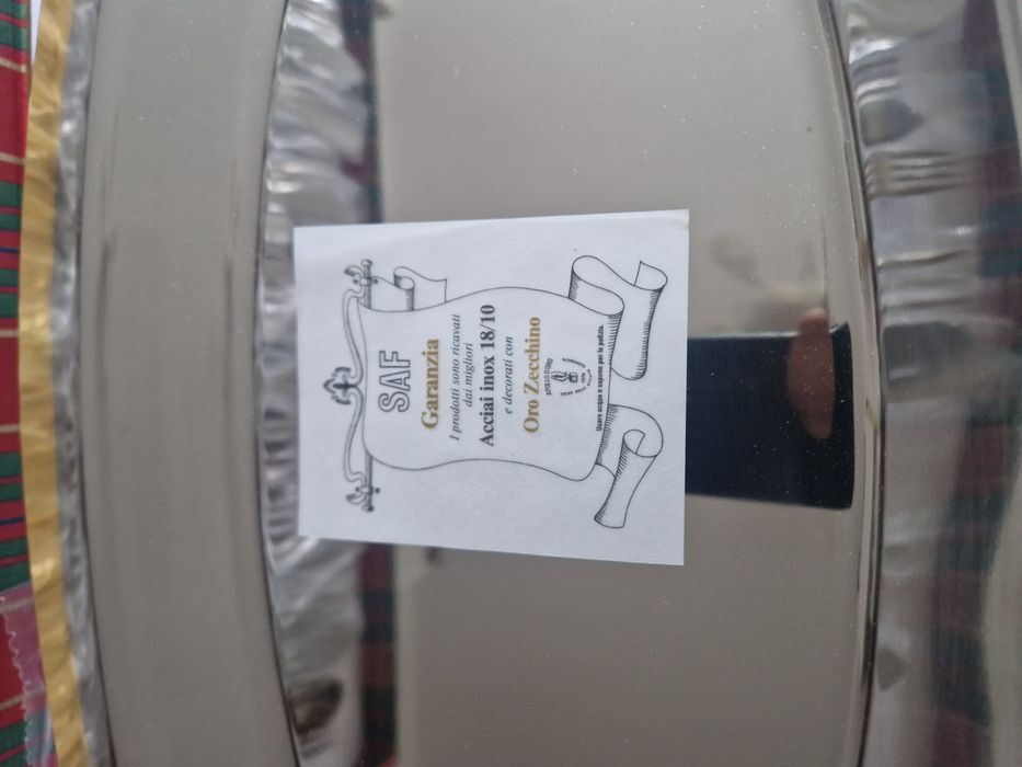 Set complet tacâmuri și platou pește SAF Italia, inox 18/10 placat cu aur, nou