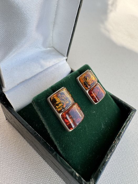 Cercei din argint si chihlimbar