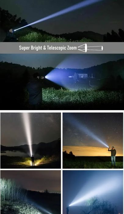 2 Baterii de 3000incluse Lanterna LED 4000lumeni 500metri Profesionala