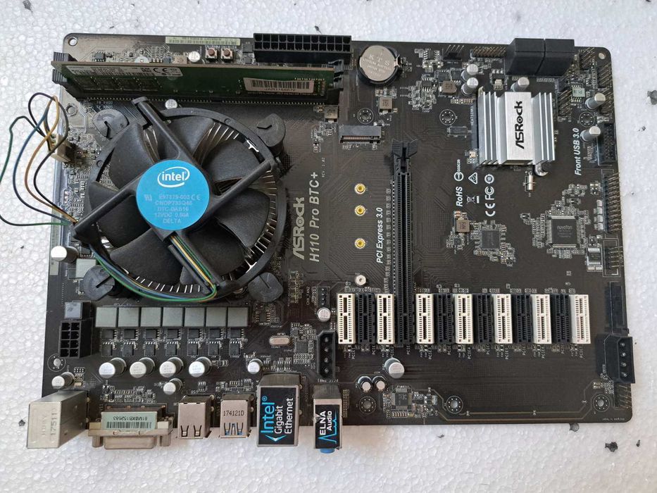 Дънна платка ASRock H110 Pro BTC+ (+процесор и 4GB RAM)