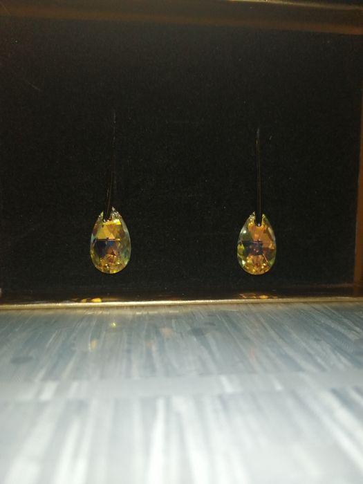 Сребърни обеци с камъни Сваровски - 2 чифта