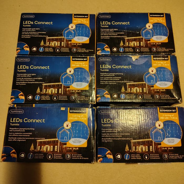 Instalatie turturi Craciun Lumineo, 250 LED-uri, 735 cm, lumina rece, 8 functii, timer, exterior,cadou transformatorul cu joc de lumini