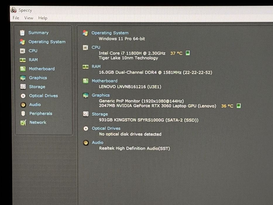 Lenovo Legion 5 17,3-inch - i7 11800H, RTX 3060, 16GB RAM, 1TB SSD