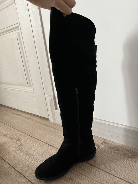 Зимние, длинные сапоги (замшевые)