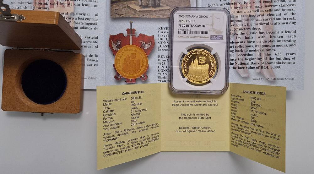 Castelul Bran 2003 Moneda aur BNR