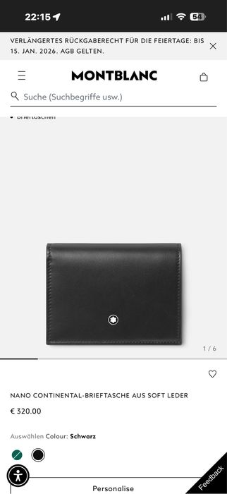 Montblanc Sartorial continental wallet nano Black