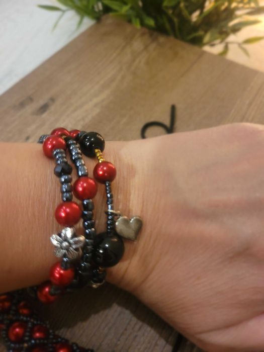 Комплект ръчно изработени колие, гривна и пръстен / подарък за жена