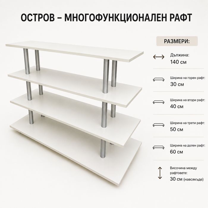Оборудване от магазин. Дисплейни стелажи тип остров