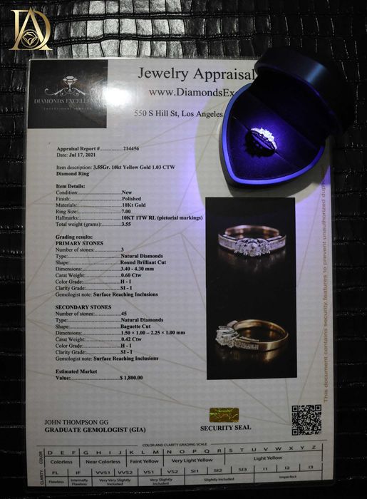 Нов Златен Пръстен с 1.03кт Естествени Диаманти