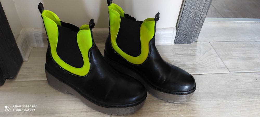 38н черни кожени боти, къси ботуши