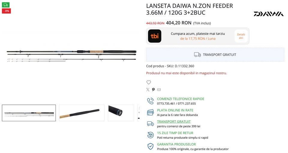 Daiwa N’Zon Distance Feeder 3.66m 120g