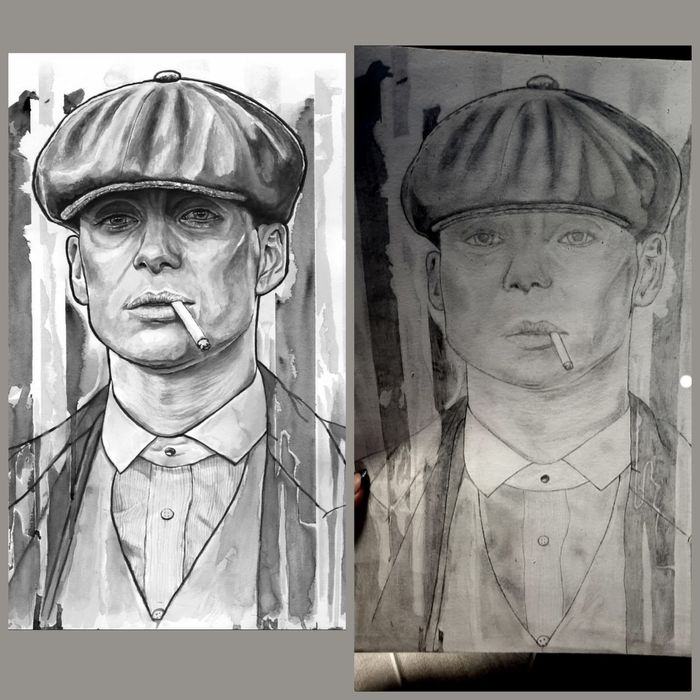 Portrete alb-negru în creion