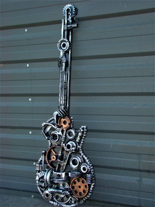 Chitara rock,decor stil industrial.Piese auto/moto,produs hand made.