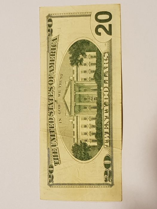 Много рядка 20 доларова банкнота с дефект при отпечатването