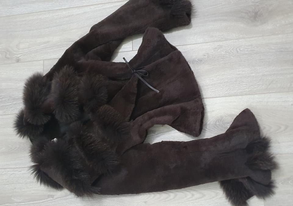 Haina de lux chinchilla rex cu guler de vulpe