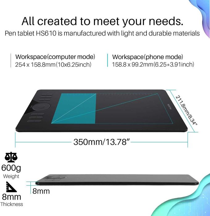 Графичен таблет HUION HS610 10x6.25 8192 нива