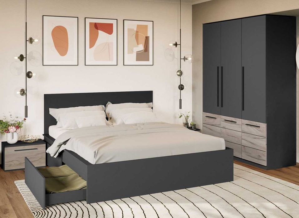 Set Dormitor Gri Noce C7 - Transport Gratuit in 4-10 zile