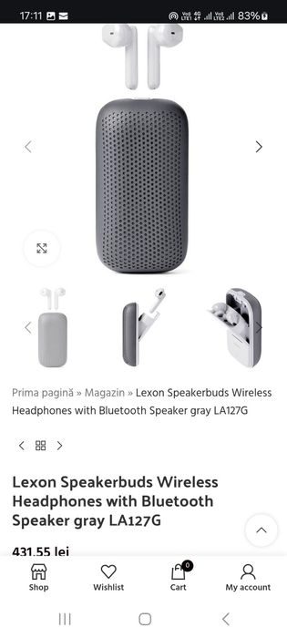 Lichidare stoc vand casti wirelles 2 in 1 Lexon Speakerbuds