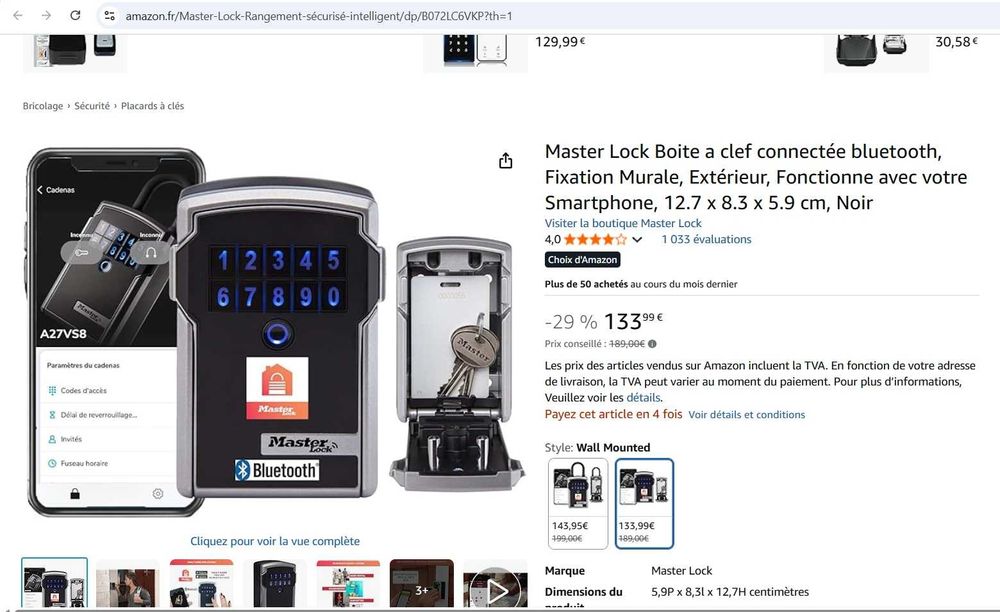 Cutie pentru chei Master Lock box, 12,7 x 8,3 x 5,9 cm