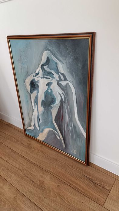 Стара картина "Тялото" - масло върху фазер - СБ - 80/63см