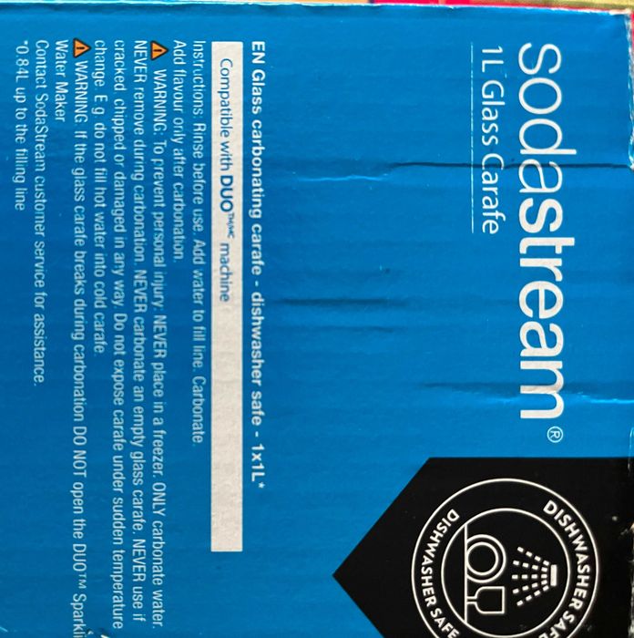 Carafa carbonatare, din sticla, pentru aparat SodaStream Duo, 1L
