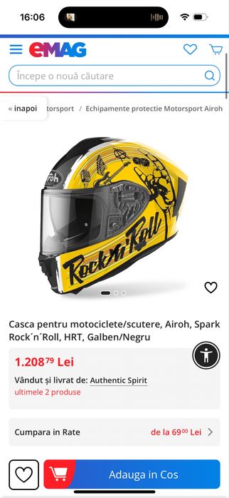 Cască Spark ROCK'N'ROLL Black Gloss