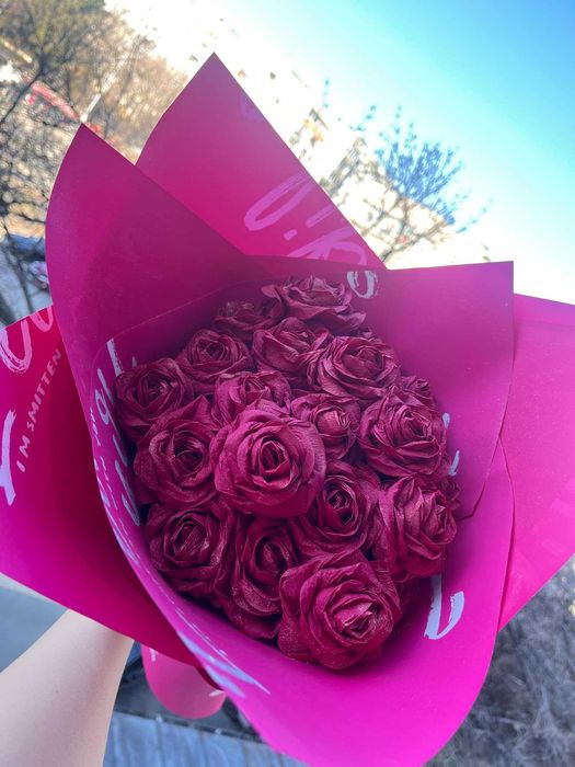 Ръчно направени букети с ръчно направени розички