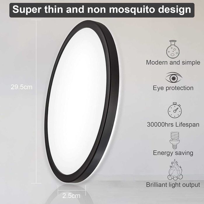 LED плафон за таван 18W Artbrite IP44 Ø29.5см лампа