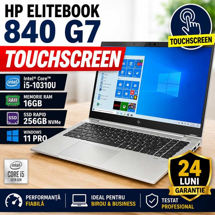 Laptop HP EliteBook 840 G7 Touchscreen i5 16GB SSD Windows 11 Pro