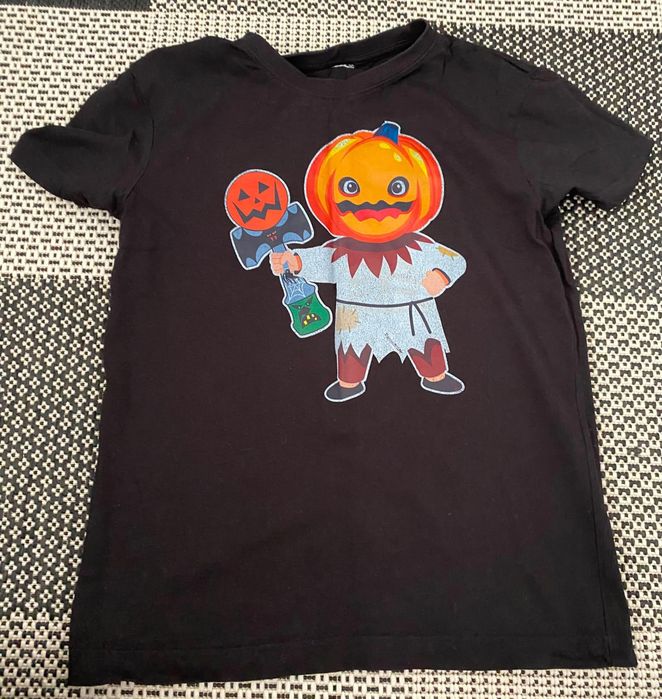 Lot 3 tricouri băiat 7–8 ani – modele gamer, Halloween și Squid Game