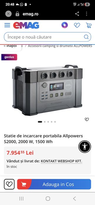 Stație de încărcare portabila  2000w produsul este nou, achiziționat la prețul de 7700 lei