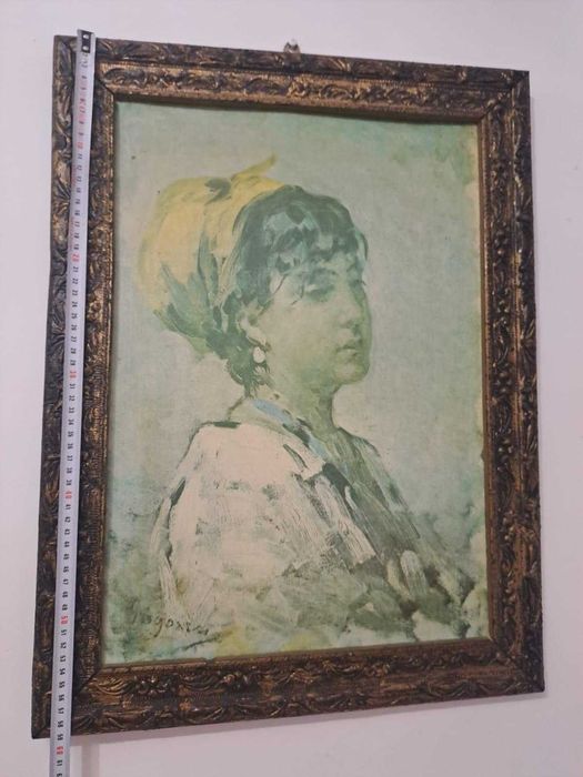 Tablou vechi Nicolaie Grigorescu ,,Fata cu basma galbena "