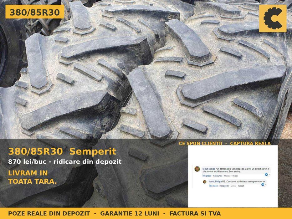 ANVELOPE 14.9R30 14.9-30 380/85R30 Semperit Cauciucuri Tractor Spate U650 Zetor Fiat 2 BUCATI SH GARANTIE Factura