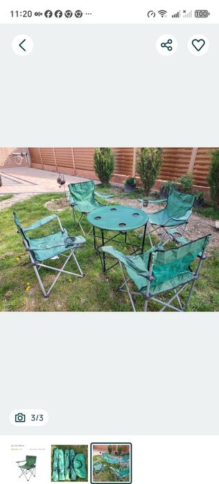 Set Pliabil verde scaune + masa