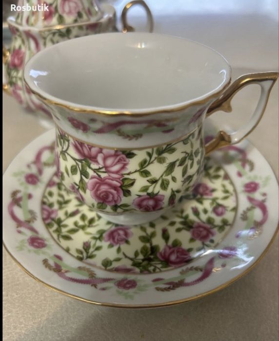 Старинен френски порцеланов  сервиз Limoges  ръчно рисуван