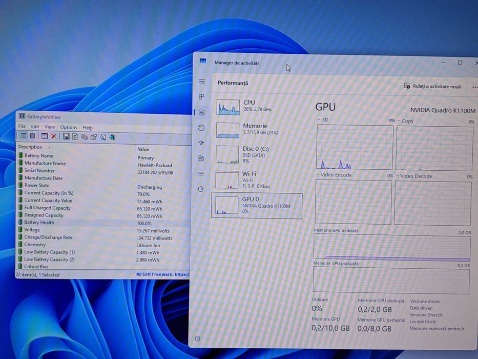 Laptop HP ZBook 17 G2, Ram 16 GB, SSD 256 Gb, Nvidia K1100M