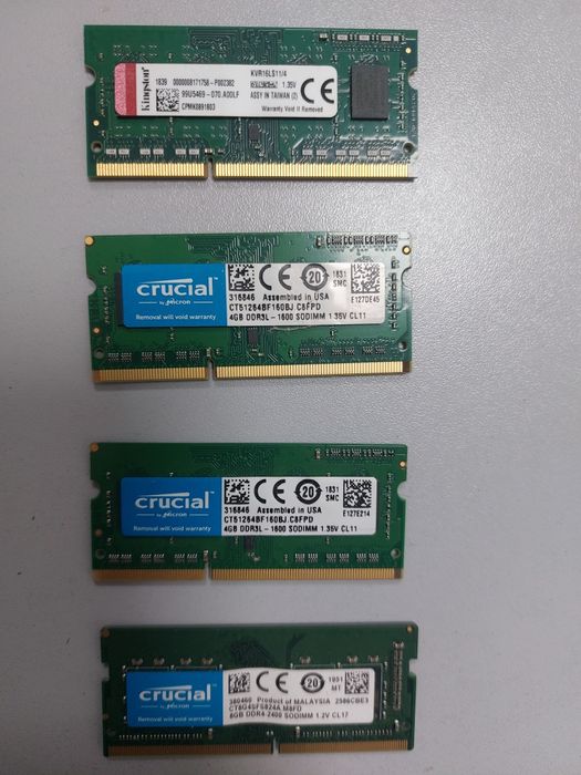 Оперативная память для ноутбука 4gb DDR3l, 8gb DDR4