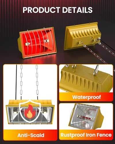 Нова Отоплителна лампа за птици 250W водоустойчива с 3 метра кабел за кокошарник