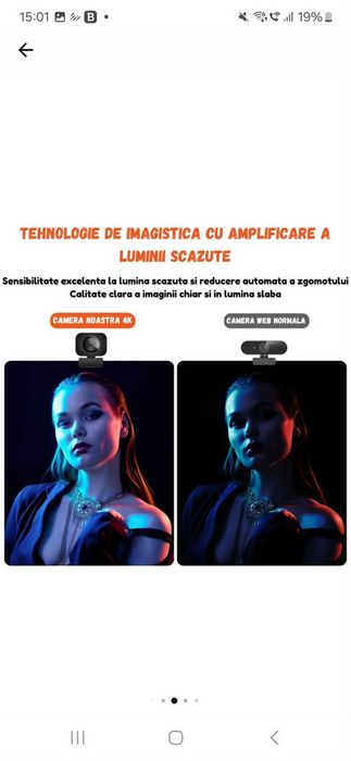 Camera web Ultra HD 4K TEQRO™, zoom digital 12X, autofocalizare , 60FPS