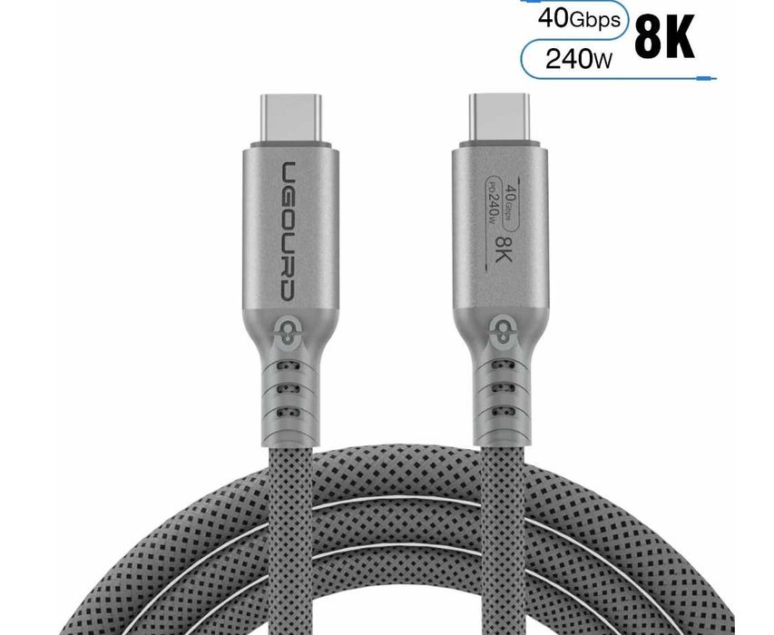 Thunderbolt 4 кабель 2m, серый, 40Gbs, pd240W, 8K