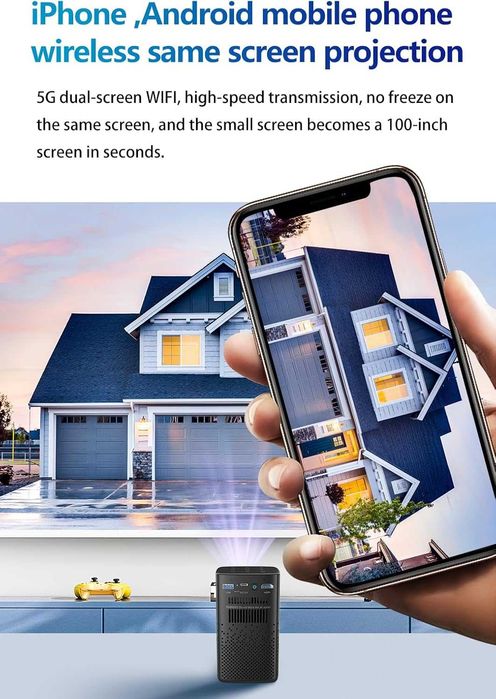 Мини проектор C900 1080P 4K, WiFi и BT5, Android 9 Smart DLP...