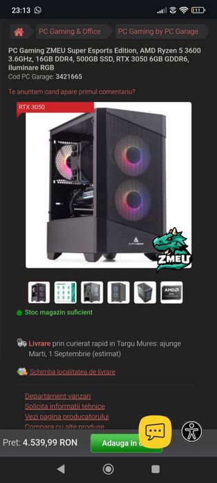 PC Gaming Ryzen 5 3600 / RTX 3060 TI Founders Edition/ 16GB RAM G.Skill 3200MHz RGB / 512GB NVMe + 1TB WD Black / 370 FPS Cs2