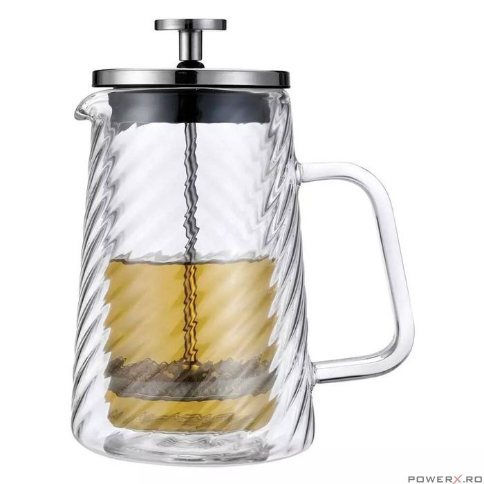 Infuzor cafea, ceai cu piston, sticla, 1L, Klausberg