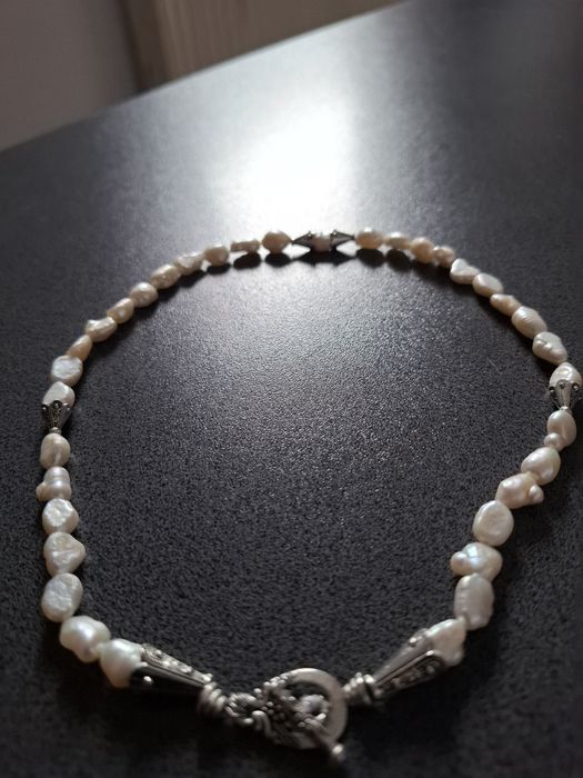 Colier perle naturale de apa dulce la baza gatului 41 cm