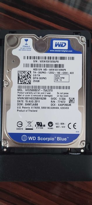 Външна кутия HDD Orico 2588US с  Western Digital WD2500BEVT-75A23T0
