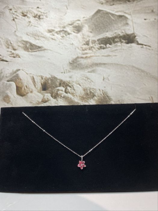 set flori roz lant si cercei swarovski