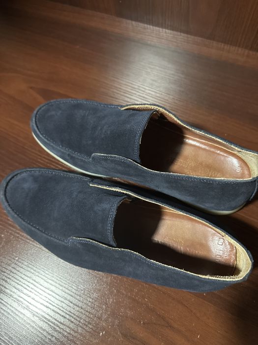 Мужские лоферы замшевые, синие