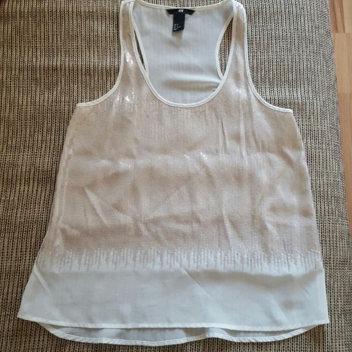 Bluza maieu alb paiete H&M