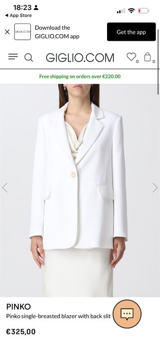 Pinko бял блейзър с брандирано копче модерен овърсайз модел