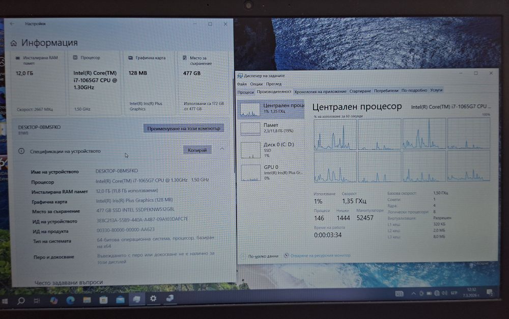 15.6' IPS Lenovo S145 Intel Core i7-1065G7/12GB DDR4/512GB SSD/Бат.5ч.